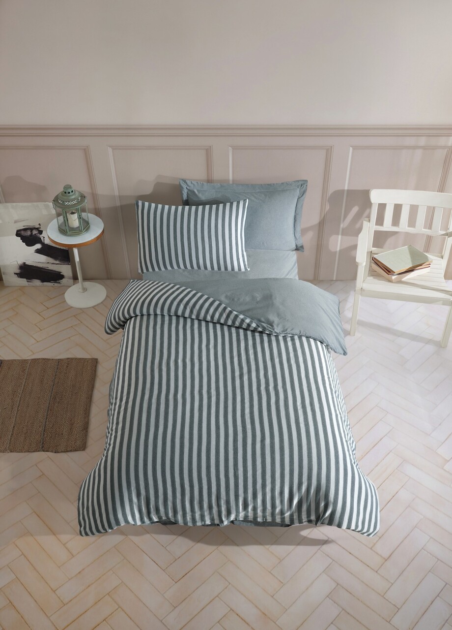 Lenjerie de pat pentru o persoana, Road Potlu - Green, EnLora Home, 70% bumbac/30% poliester