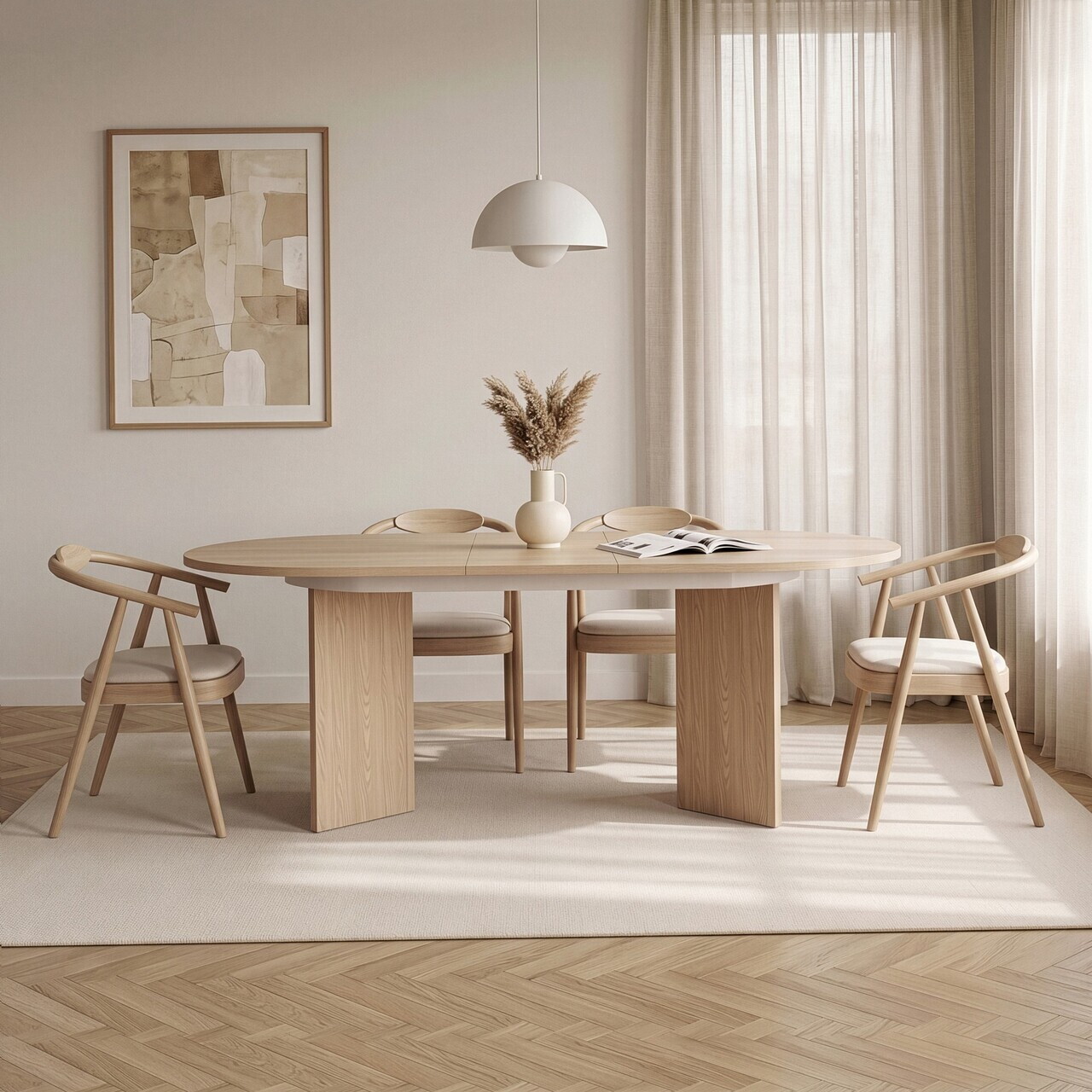 Masa extensibila, Nordure, Sorell, 160x75x90 cm, Stejar Compass — imaginea 2