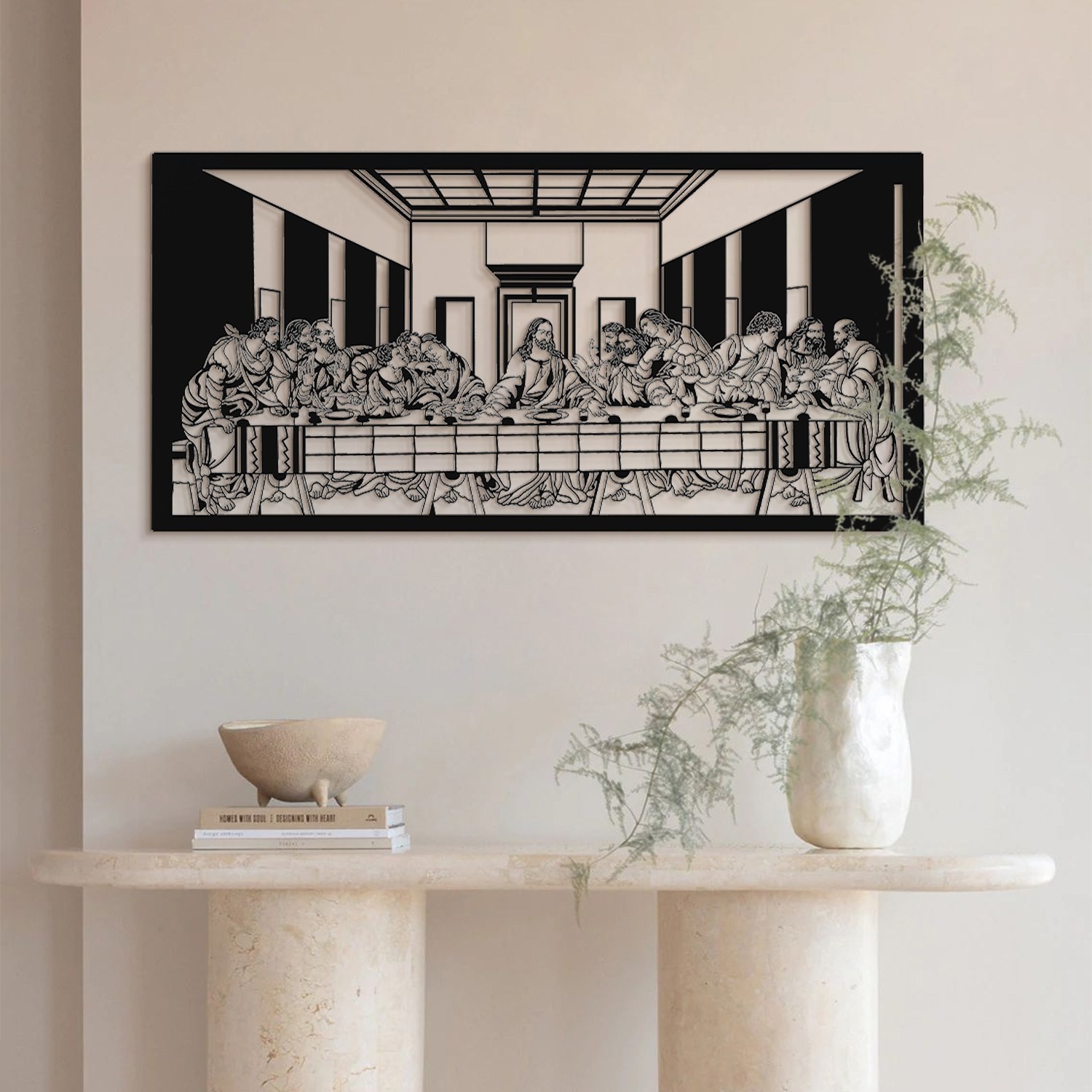 Decoratiune de perete, The Last Supper- APT380, Dimensiuni: 46 x 95 cm, Negru