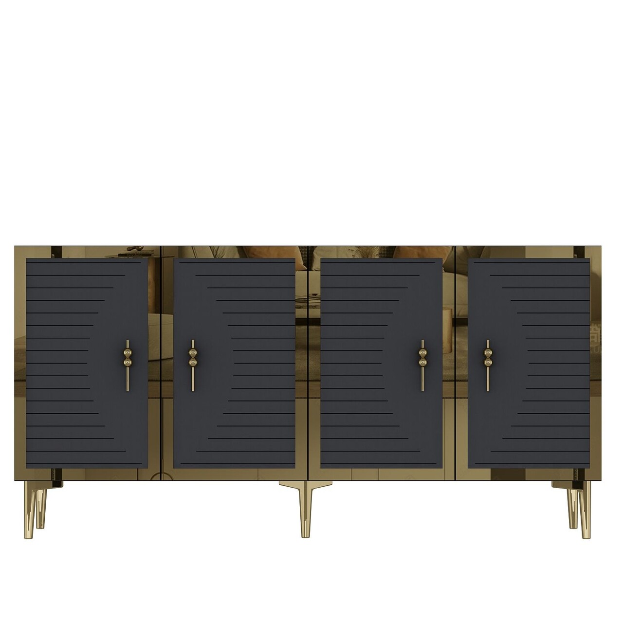 Consola, Hanah Home, Tuna, 150x75x32 cm, PAL , Antracit / Aur - view 3