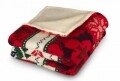 Patura fleece cu blanita Reindeer, Heinner Home, 200 x 220 cm, 100% poliester, multicolora