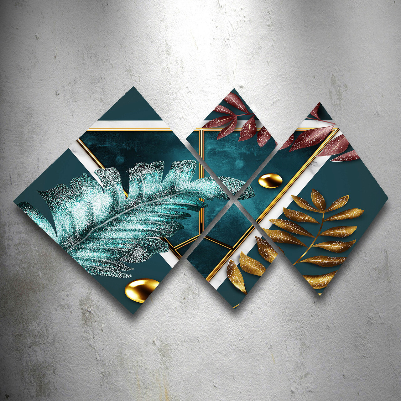 Set 4 tablouri decorative, 4MDF1730827432, MDF, Imprimat UV, Multicolor - 1 | YEO