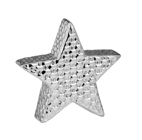 Decoratiune, Hermann Bauer, Star big, 4.4 x 17.4 cm, portelan, argintiu