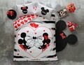 Lenjerie de pat dubla, Tac, Minnie & Mickey Amour, 4 piese, 100% bumbac, multicolor