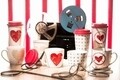 Cana Simply Love C, Duo, 460 ml, portelan, alb/rosu