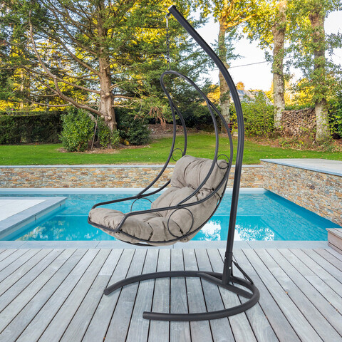 Leagan gradina/terasa, Clara, Çalı Askılı Bahçe Salıncağı, 120x215x60 cm, Antracit / Gri Clara