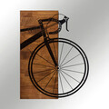 Decoratiune de perete, Bisiklet, lemn/metal, 45 x 58 cm, negru/maro