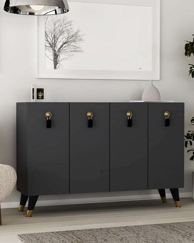 Consola, Hanah Home, 8179KM-32, 120x80x29.6 cm, PAL , Antracit / Aur