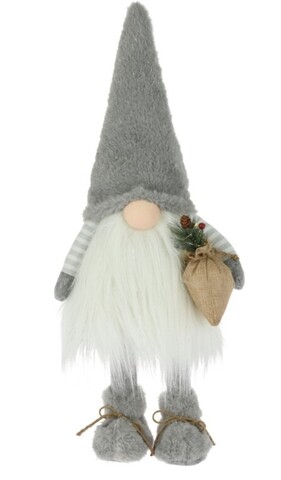 Decoratiune luminoasa Boy Gnome w hat grey, 26x26x65 cm, plus, gri/alb 26x26x65