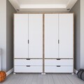 Dulap pentru haine, Miwood, Nisan 1600-021, Nuc deschis / Alb