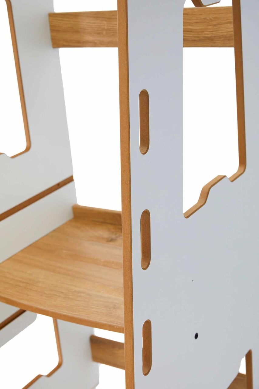 Turn de invatare, Hanah Home, Learning Tower, 40x90x50 cm, Alb / Natural - view 7