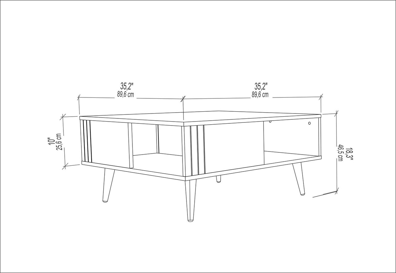 Masuta de cafea, Retricy, Ronas, 89.6x89.6x46.5 cm, PAL, Stejar