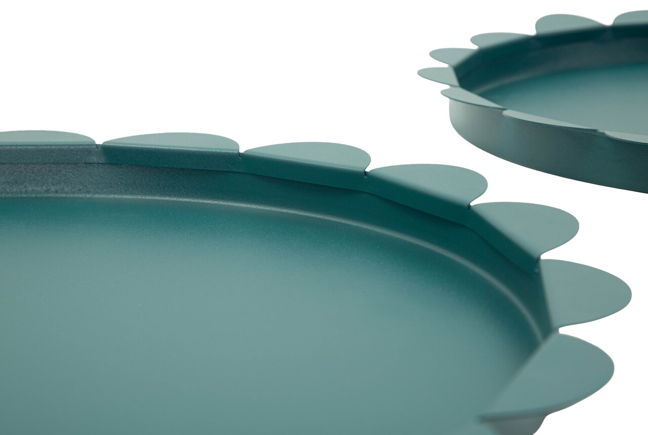 Set 2 tavi decorative, Mauro Ferretti, Saturn Round, 33x2 cm, metal, turcoaz - imagine 3