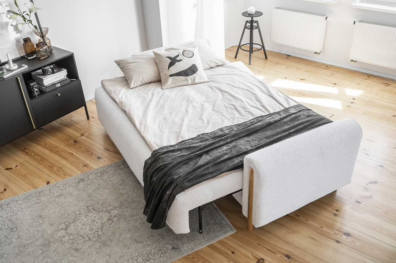 Canapea extensibila 3 locuri, ELTAP, SO-ARC-OA-03ROY, Arcadova, 244x97x97 cm, lemn/poliester, gri deschis/stejar - 1 | YEO