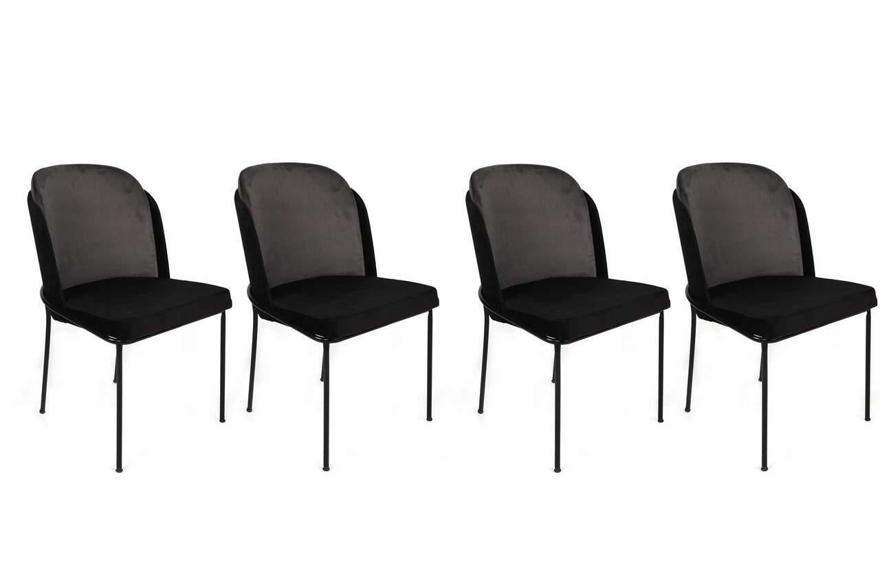 Set de scaune, Nmobb, Dore-150 V4, Metal, Gri/Negru