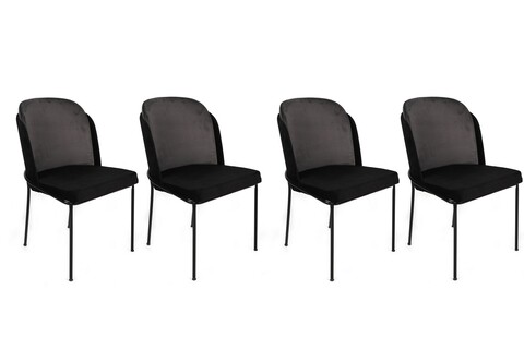 Set scaune 4 piese, Nmobb, Dore-150 V4, Metal, Gri/Negru