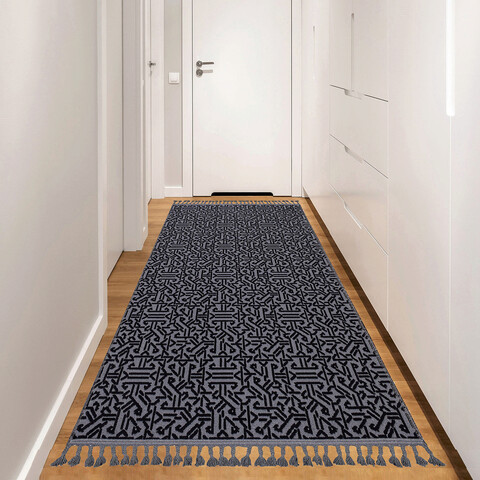 Covor de hol, lasmonte 3006, 80x150 cm, 60% bumbac;40% fibre acrilice, gri inchis