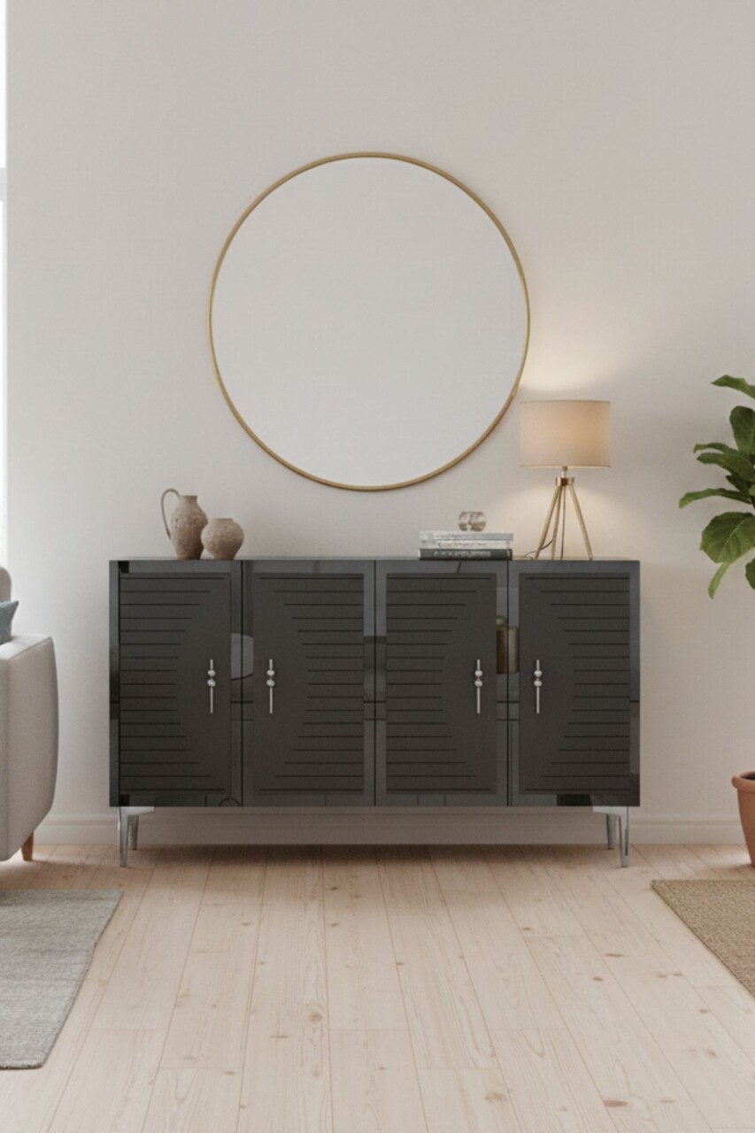 Consola, Hanah Home, Tuna 120, 120x75x32 cm, Antracit / Argintiu - view 5