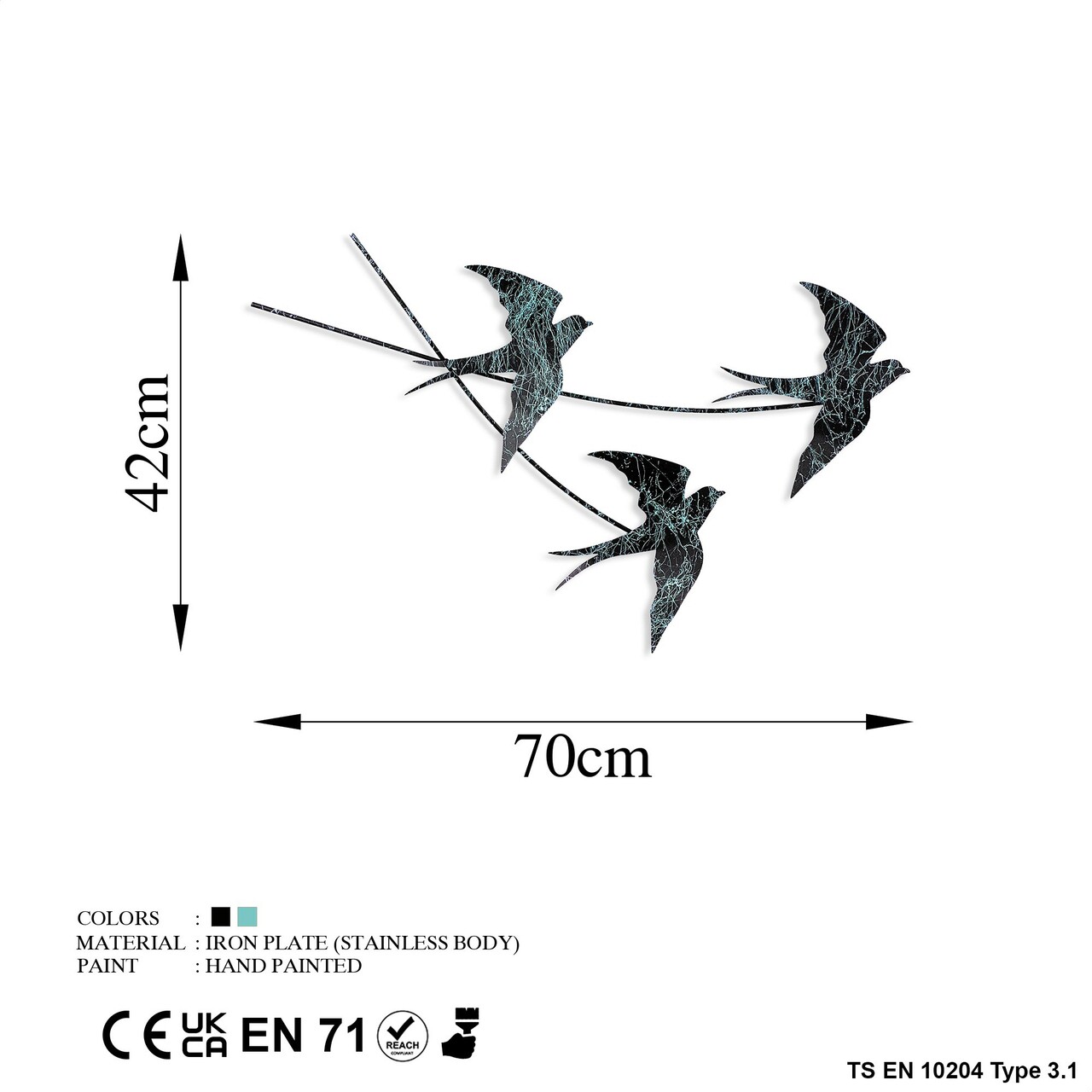 Decoratiune de perete, Wallow 3, Dimensiune: 42 x 70 cm, Multicolor - view 7