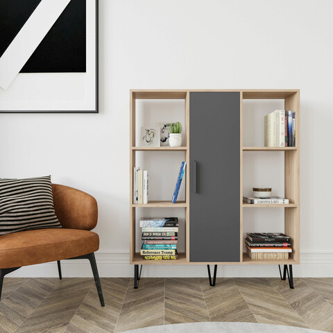 Corp biblioteca, Colman, Peoria, 120x25x141.6 cm, Stejar / Antracit Colman
