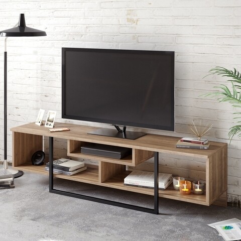 Comoda TV, Zena Home, Asal, 149.4 X 40.2 X 35.2 Cm, Pal Melaminat, Nuc/negru