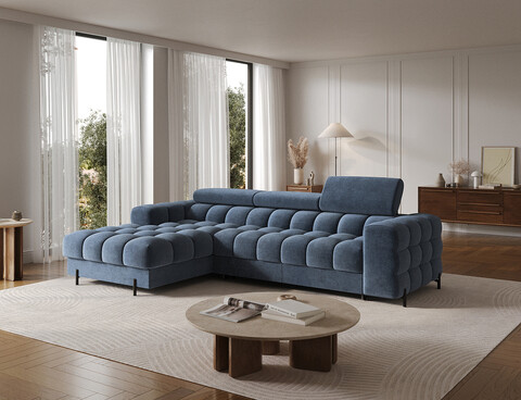 Coltar extensibil dreapta 3 locuri ELTAP, LT-40AU, Felro, 285x181x93 cm, lemn/poliester, albastru