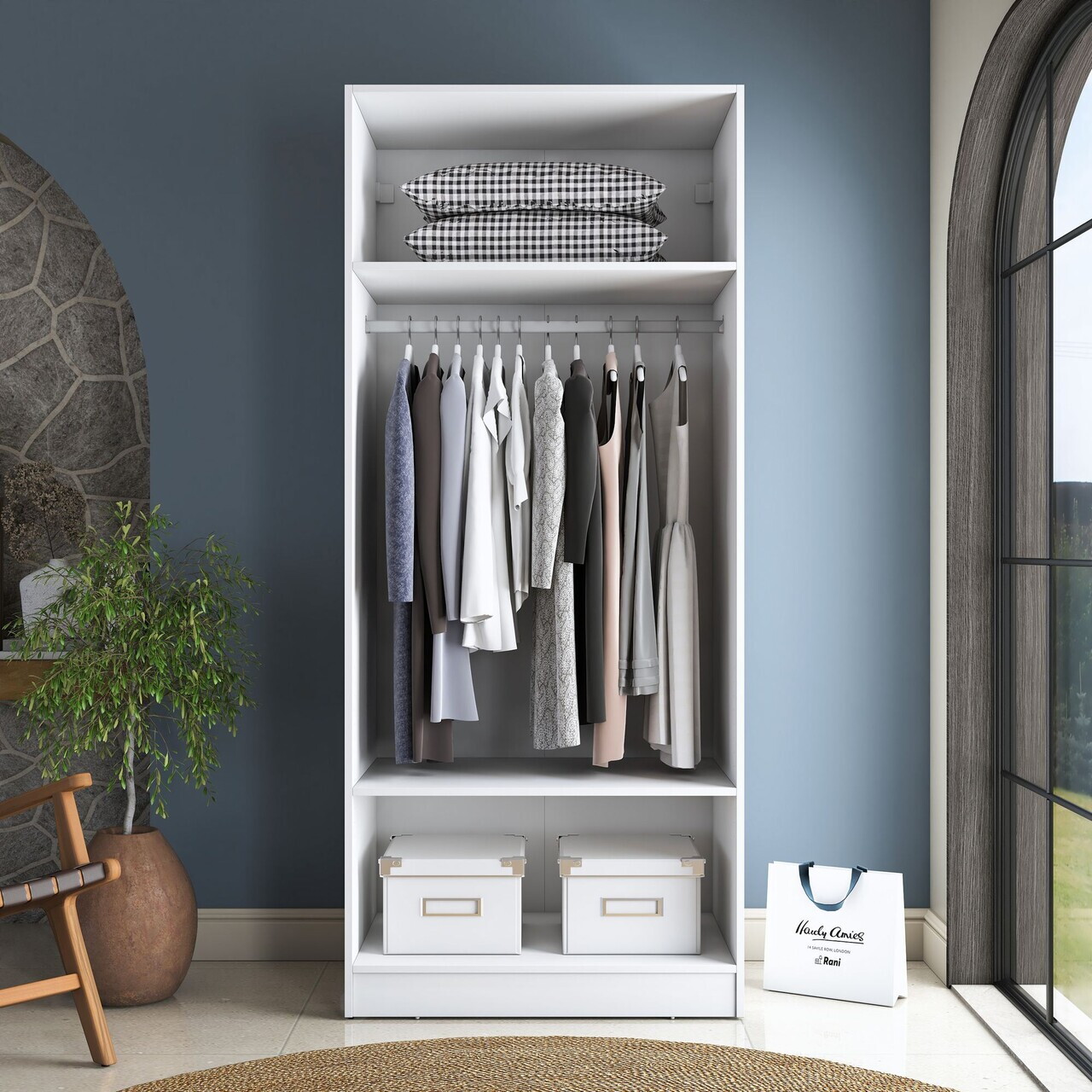 Dulap pentru haine, Hanah Home, BA232, 90x210x57.5 cm, PAL melaminat, Alb - view 7