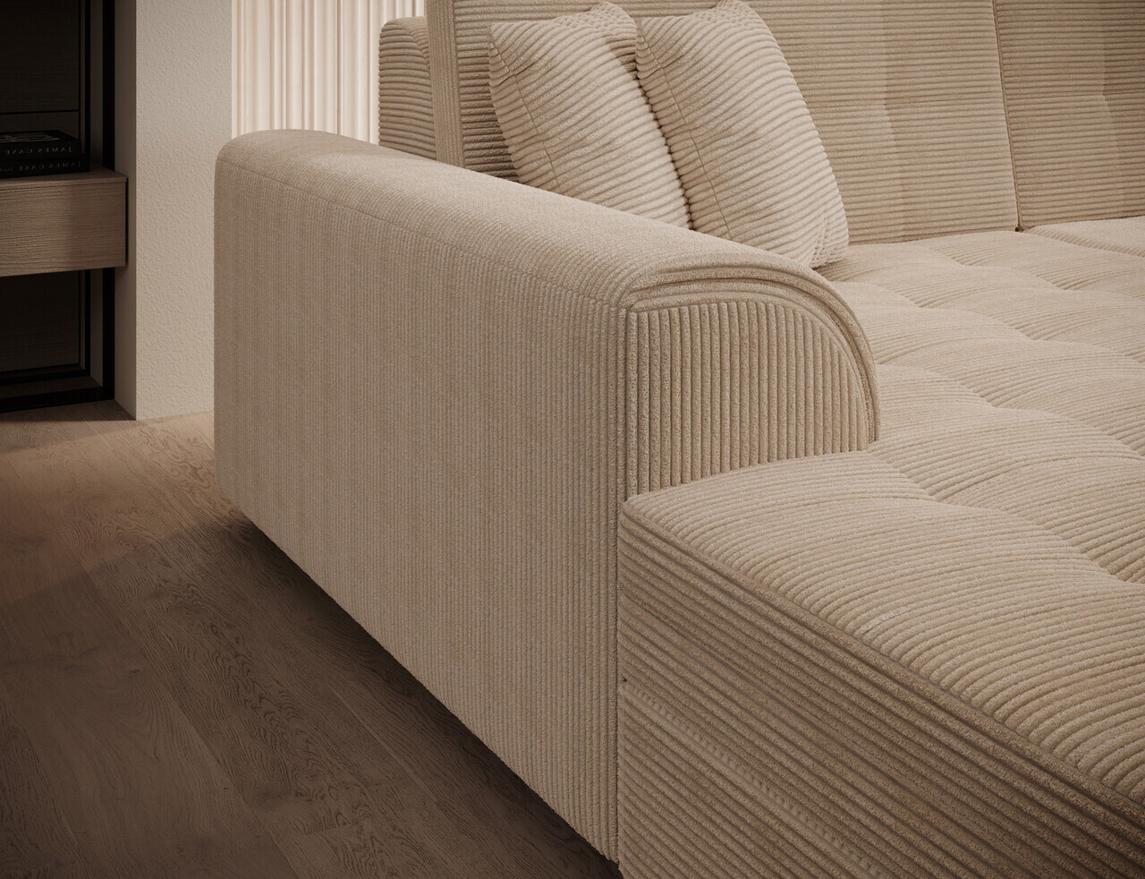 ELTAP Coltar extensibil 6 locuri Vento 359x165x78 cm lemn/poliester bej