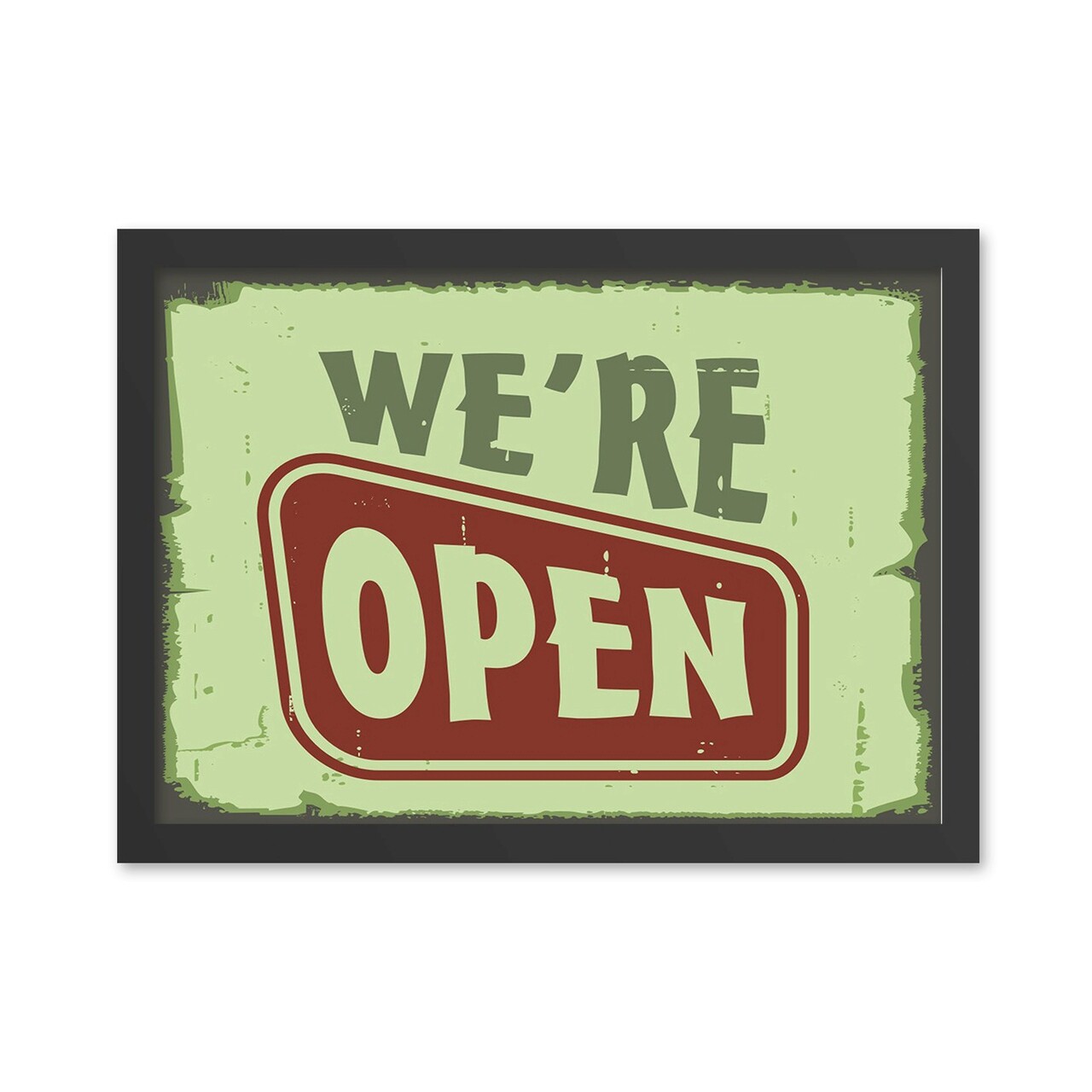 Tablou decorativ, We're Open (40 x 55), MDF , Polistiren, Verde/Roșu