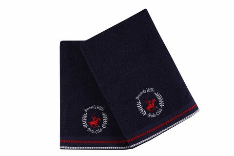 Set 2 prosoape de baie 408, beverly hills polo club, 70x140 cm, bumbac, albastru inchis