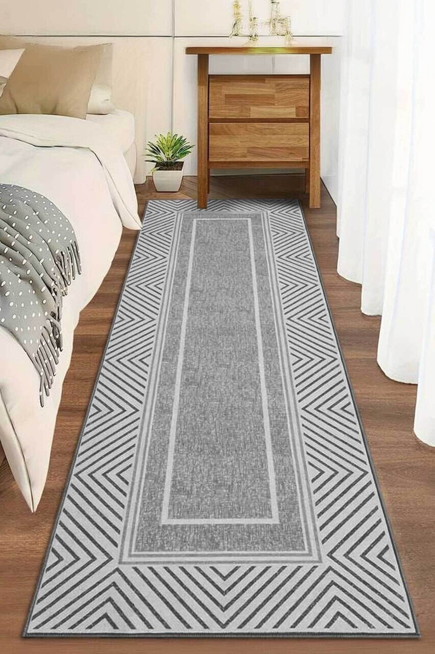 Covor, CLR-7237-HALI-66, 100x300 cm, Poliester, Gri — imaginea 2