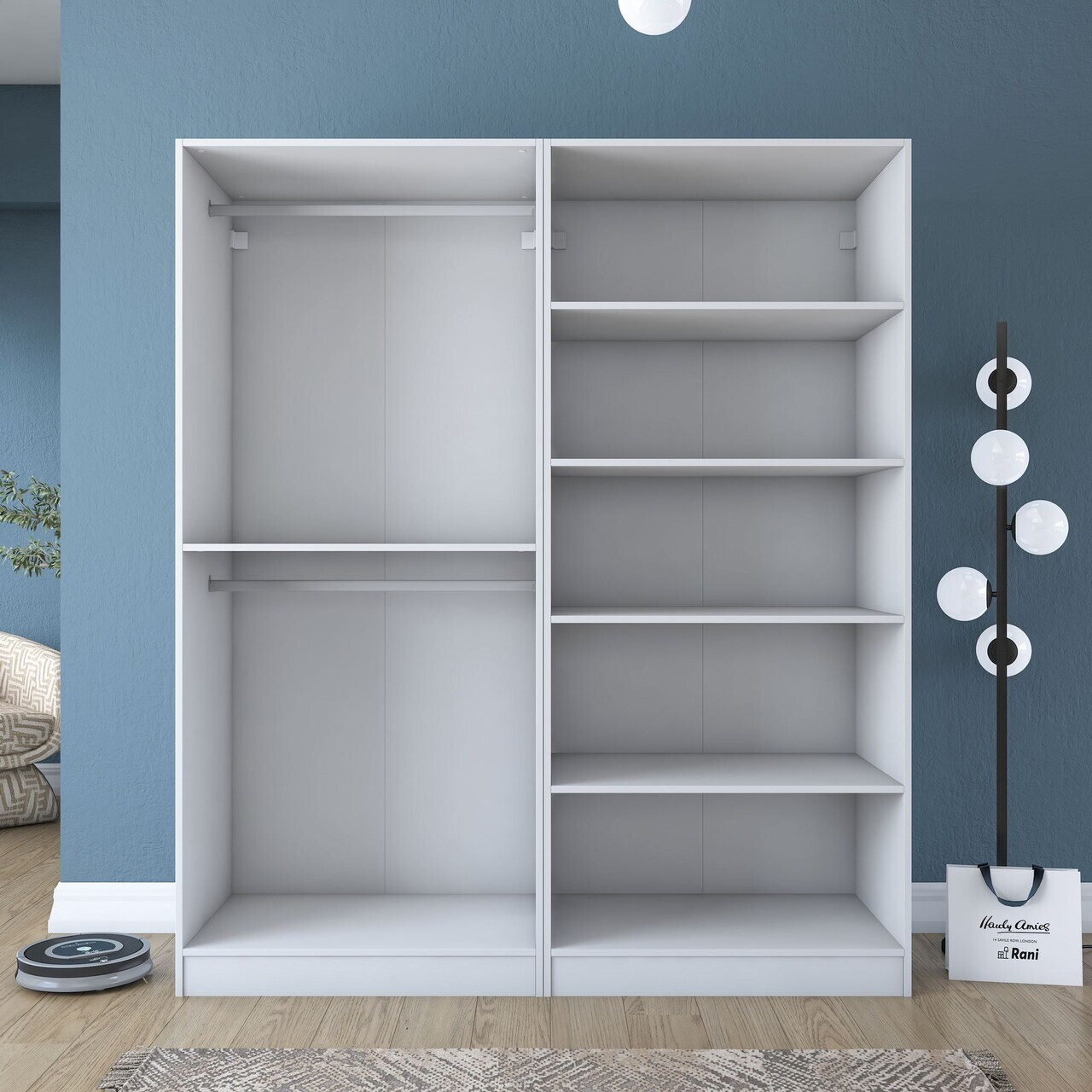 Dulap pentru haine, Hanah Home, BA208, 180x210x57.5 cm, PAL melaminat, Alb - view 8