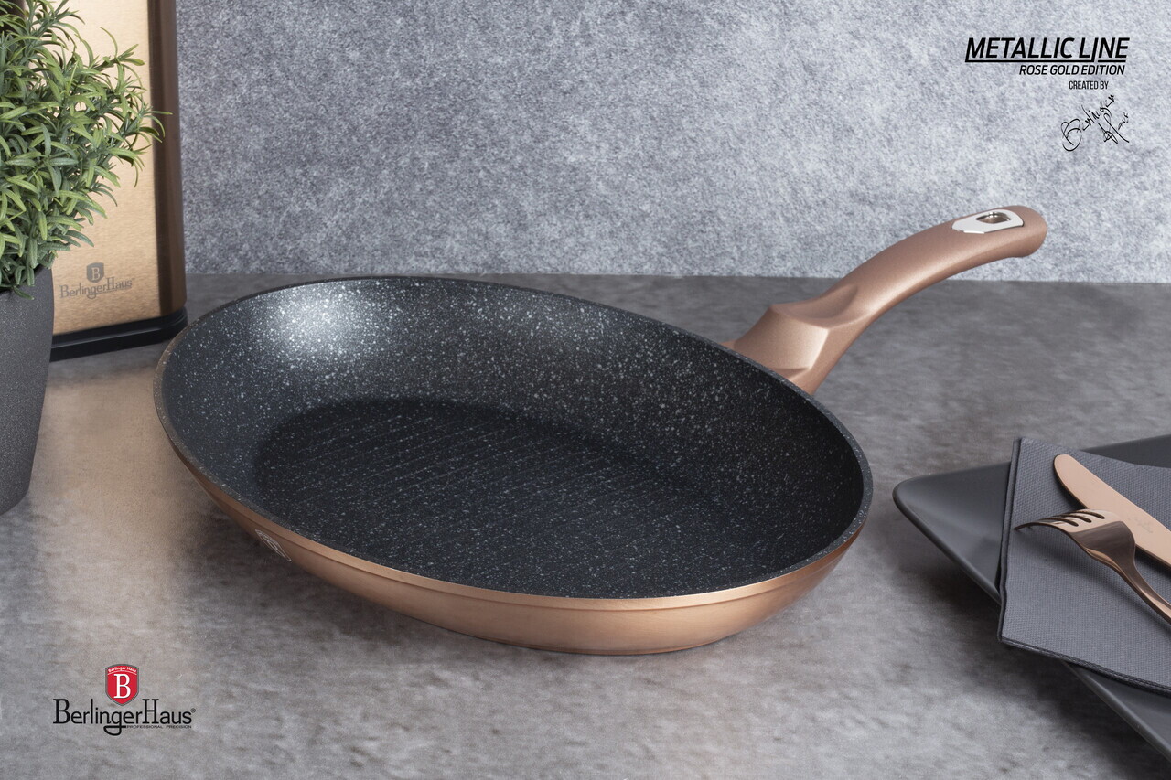 Tigaie pentru peste Berlinger Haus, Rose Gold, 35 cm, aluminiu forjat, roz - imagine 10