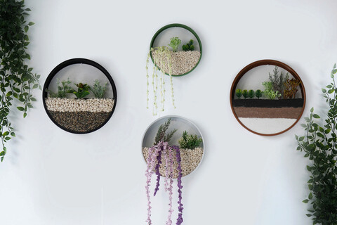 Decoratiune de perete, ninebark, metal , fier, negru / maro / alb / verde