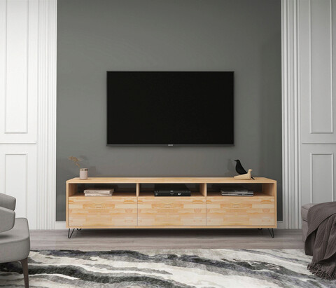 Comoda tv, woodface, holmes, 178x50x30 cm, lemn, natural