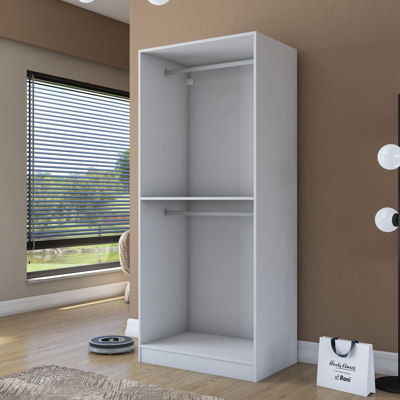 Dulap pentru haine, Hanah Home, BA201, 90x210x57.5 cm, PAL melaminat, Alb - view 7