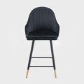 Scaun de bar Nuah Reducido, Homla, 50x45x97 cm, MDF/catifea din poliester, negru