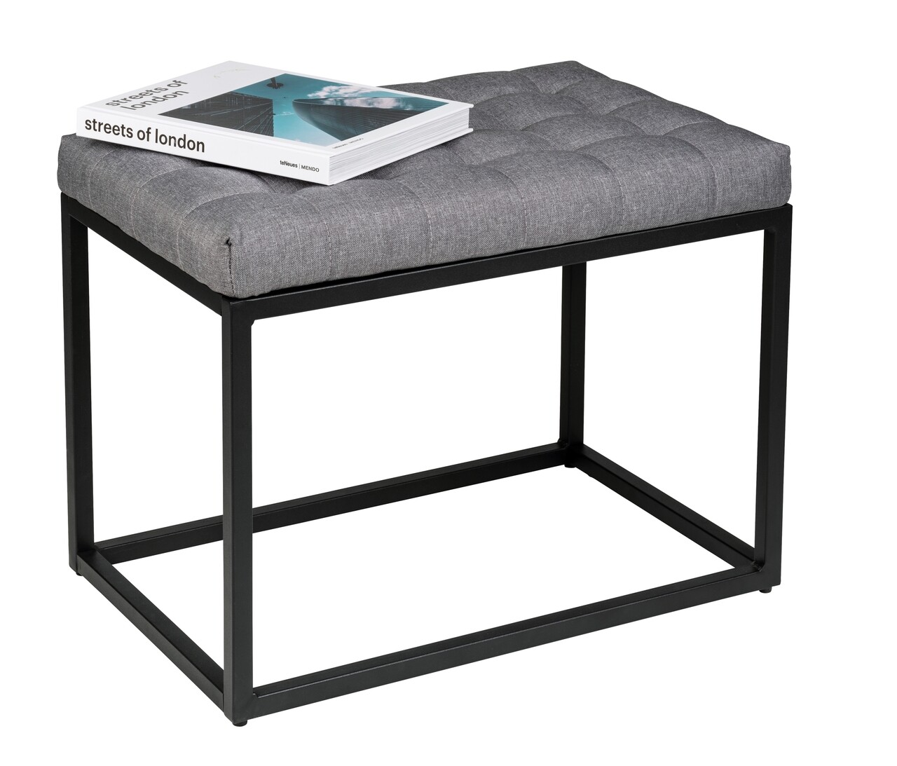 Bancuta, Wenko, Amandola, 59 x 45.5 x 39 cm, metal/poliester, gri/negru - 2 | YEO