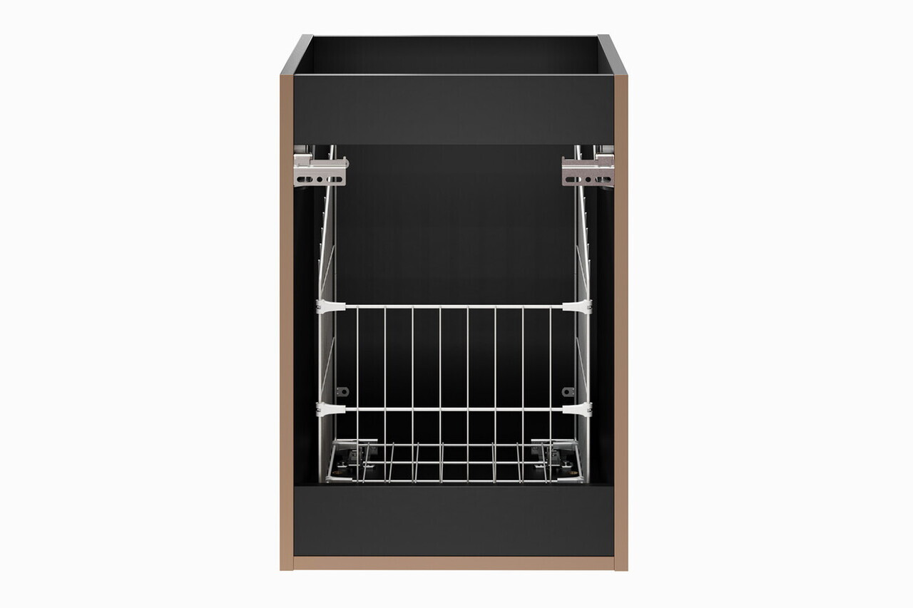 Set mobilier baie, dulap, cos de rufe integrat si lavoar, 140 cm , Adel Black, Comad, MDF/PAL laminat, negru mat/stejar wotan — imaginea 4