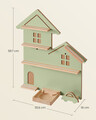 Raft de perete pentru boxa Toniebox cu 35 figurine copii, Songmics, 55.8x18x59.7 cm, MDF/otel/lemn de fag, verde