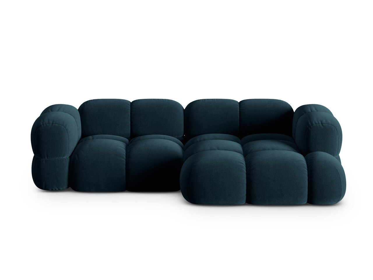 Coltar dreapta 3 locuri Loretto Cosmopolitan Design 250x147x68 cm catifea albastru petrol inchis
