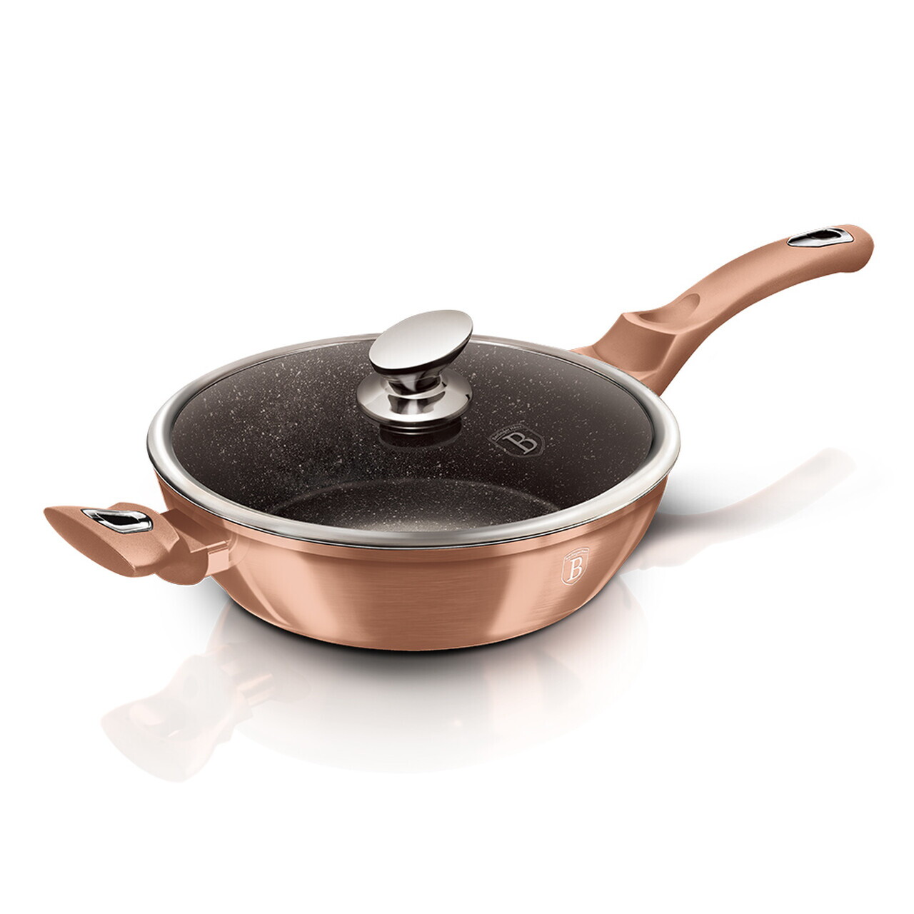 Tigaie adanca cu capac Berlinger Haus, Rose Gold, 28 cm, 3.8 L, aluminiu forjat, roz - imagine 5