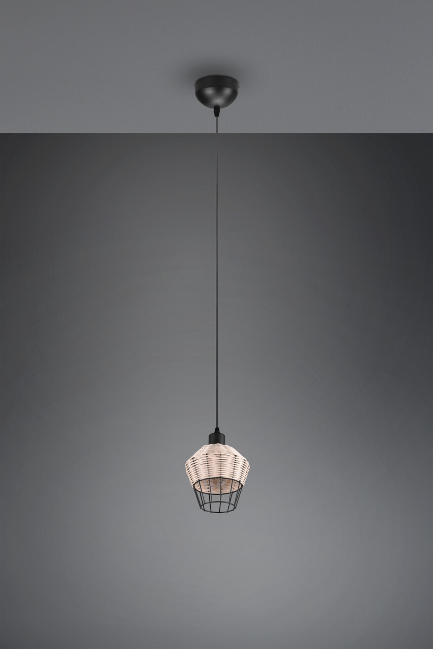 Lustra Borka, RL, 17.5x150 cm, 40W, 1x E27, ratan, natur/negru - 1 | YEO