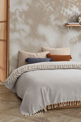 Cuvertura matlasata dubla, Ermes - Light Grey, Viaden, Bumbac;Poliester