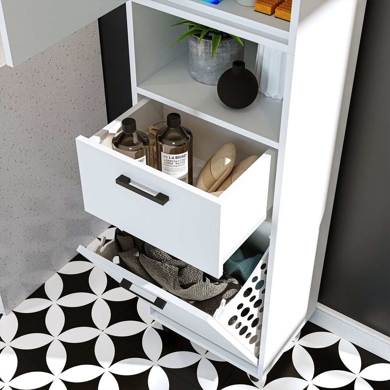 Dulap multifunctional, Hanah Home, 2524, 45x200x35 cm, PAL MELAMINAT, Alb — imaginea 6