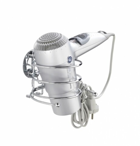 Suport pentru uscator de par, turbo-loc®, wenko, 7.5 x 11.5 cm, inox, argintiu