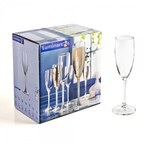 Set 6 pahare de sampanie, Luminarc, Signature, 170 ml, sticla, transparent