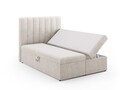 Pat continental cu saltea, topper si lada depozitare, 140x200 cm, Micadoni Home, Kelp-138, tesatura structurata chenille, bej