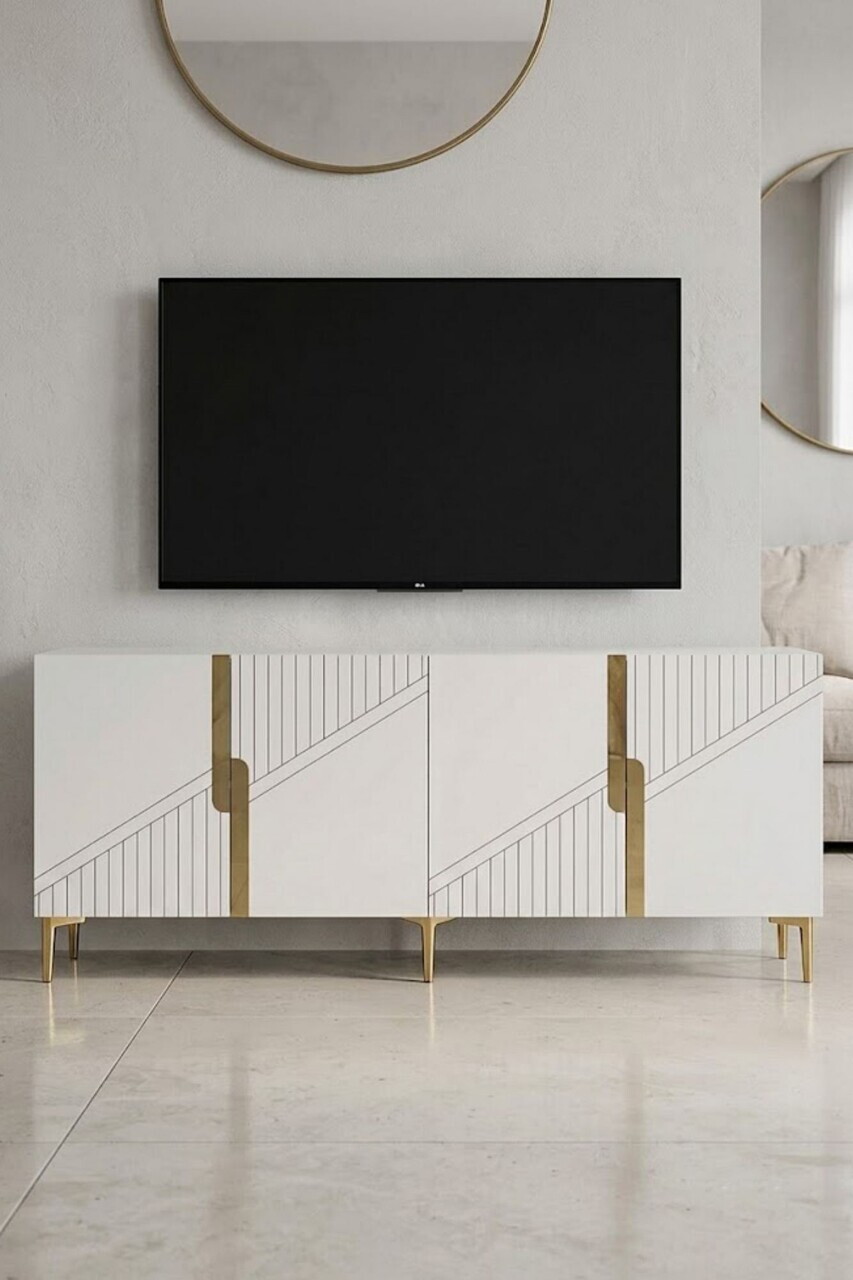 Consola, Hanah Home, Evva 150, 125x75x32 cm, Alb/Auriu — imaginea 3