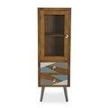 Vitrina cu 2 sertare si 1 usa Willo, Versa, 43 x 33 x 120 cm, lemn de pin/MDF, maro